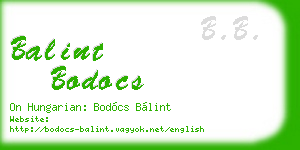 balint bodocs business card