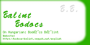 balint bodocs business card